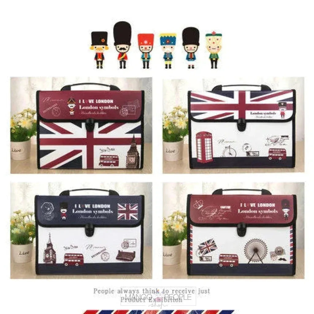 London Themed Professional File Folders for Certificates, Documents Bag, Document Holder