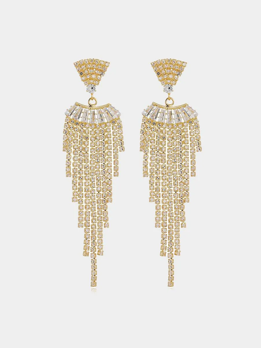 Long Rhinestone Tassel Drop Earrings MSE20010