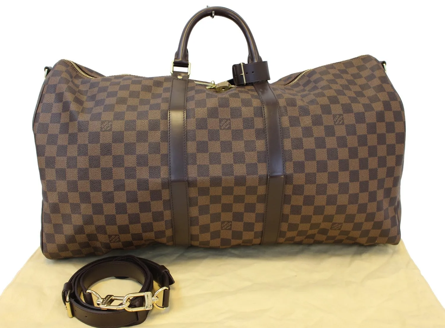 LOUIS VUITTON Damier Ebene Keepall Bandouliere 55 Bag