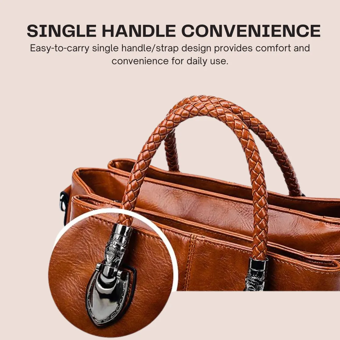 Luxury Oil Wax Genuine Leather Handbag Lady's Shoulder Crossbody Purse Design
