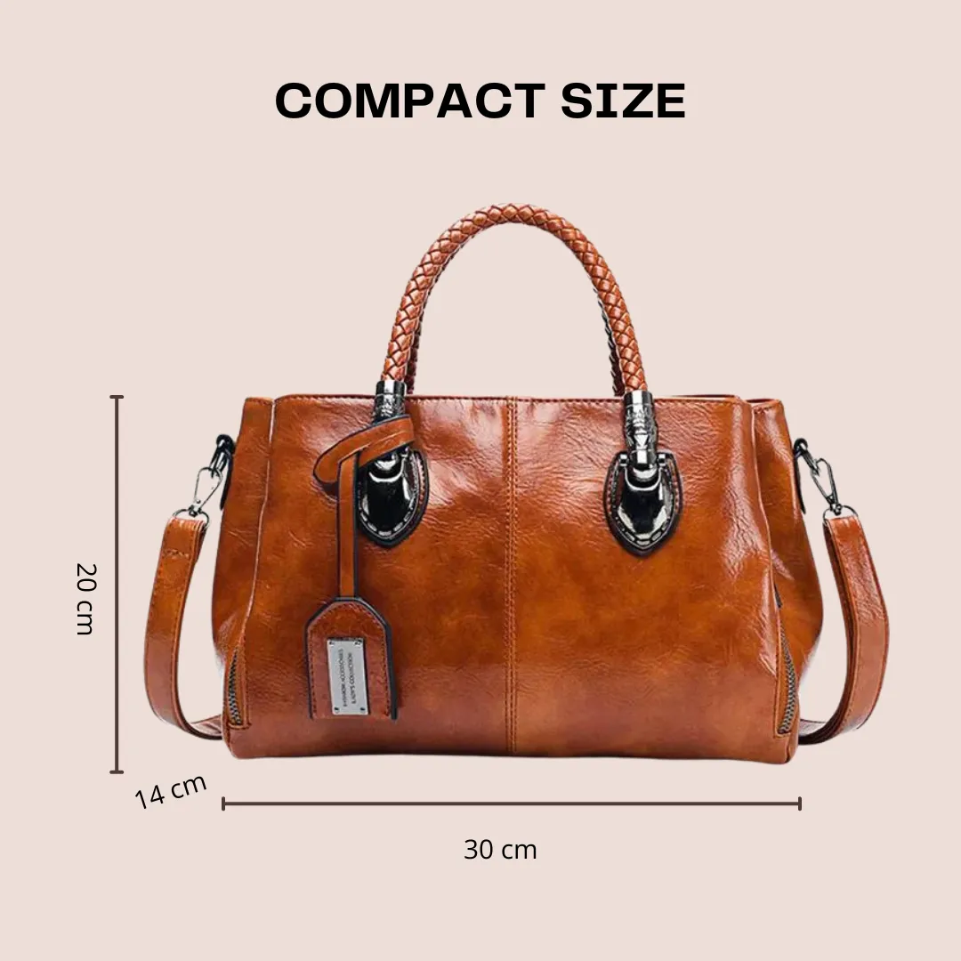Luxury Oil Wax Genuine Leather Handbag Lady's Shoulder Crossbody Purse Design