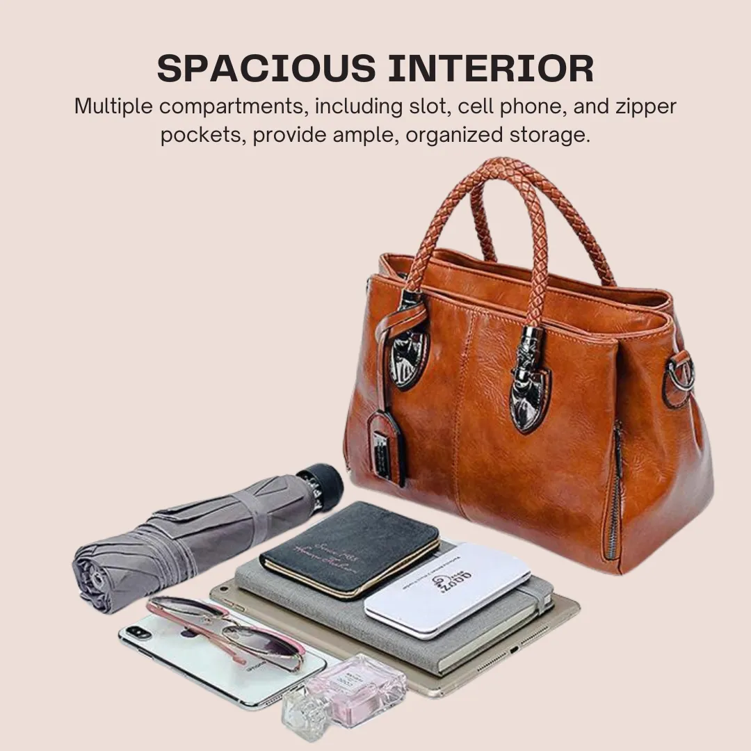Luxury Oil Wax Genuine Leather Handbag Lady's Shoulder Crossbody Purse Design