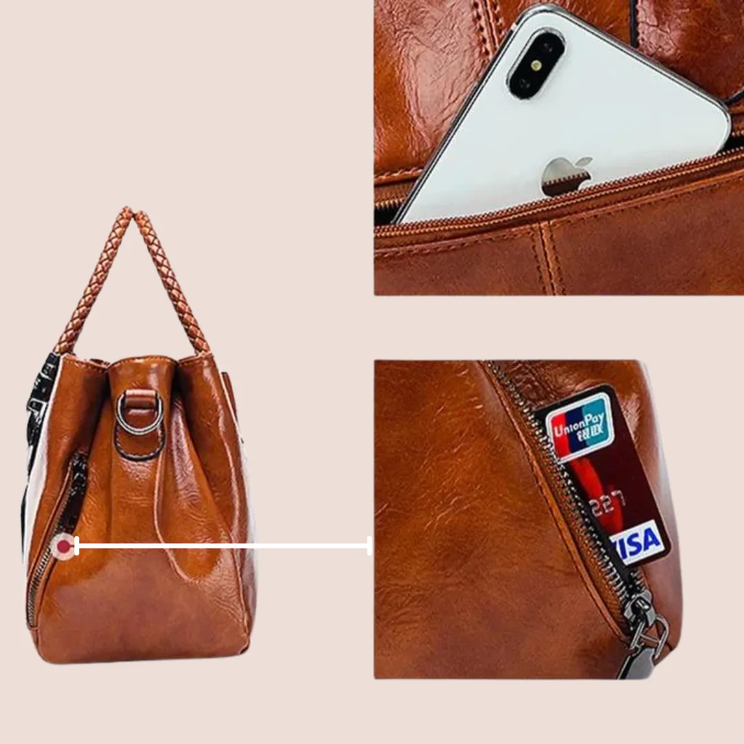 Luxury Oil Wax Genuine Leather Handbag Lady's Shoulder Crossbody Purse Design