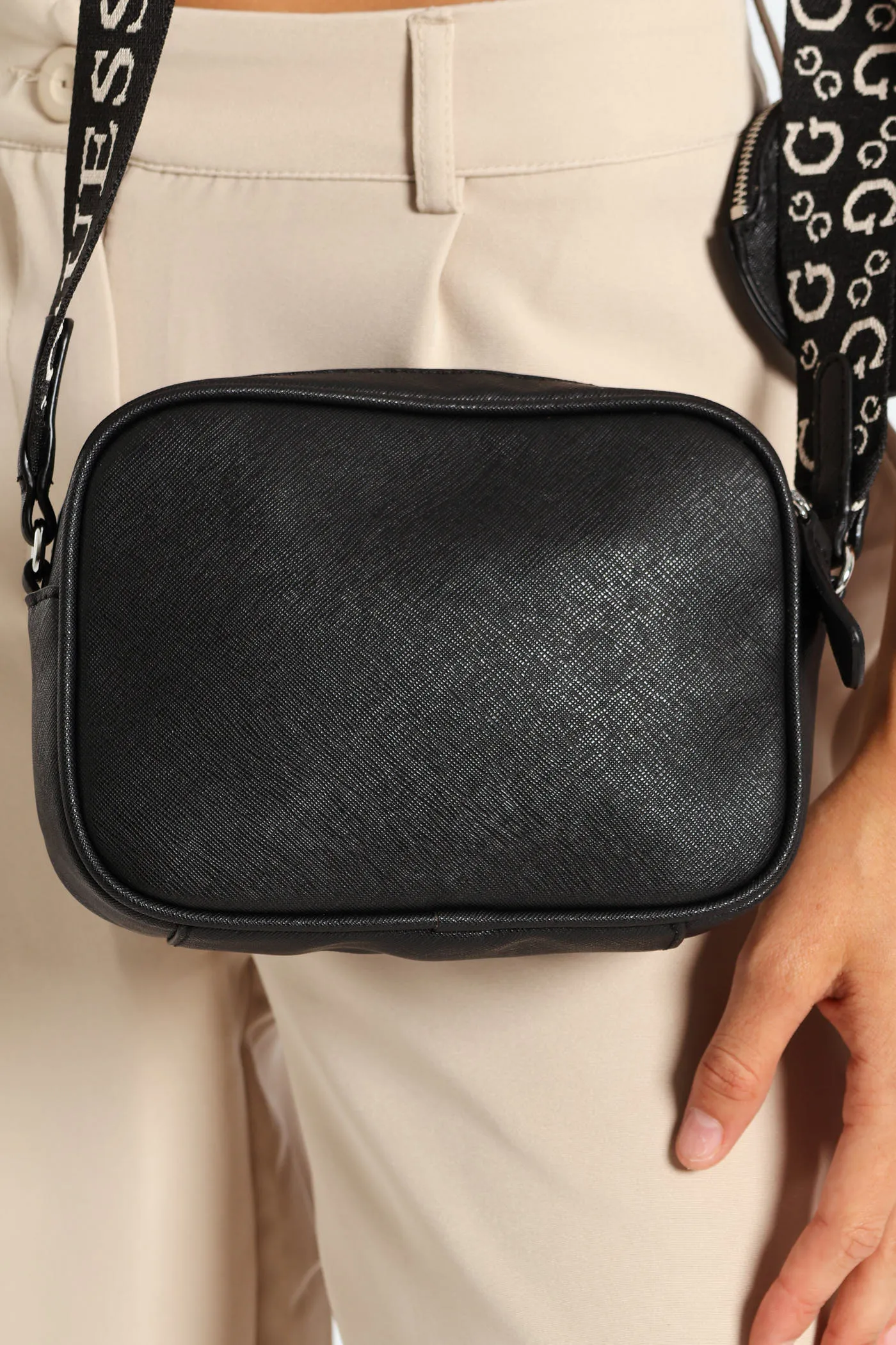 Lya Mini Double Zip Crossbody Bag - Black