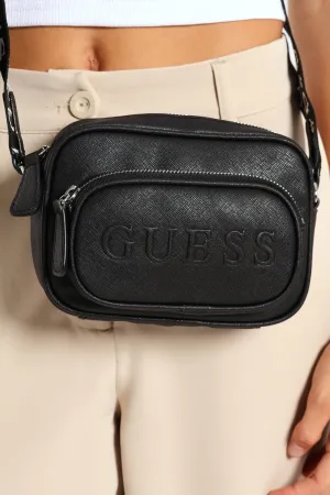 Lya Mini Double Zip Crossbody Bag - Black