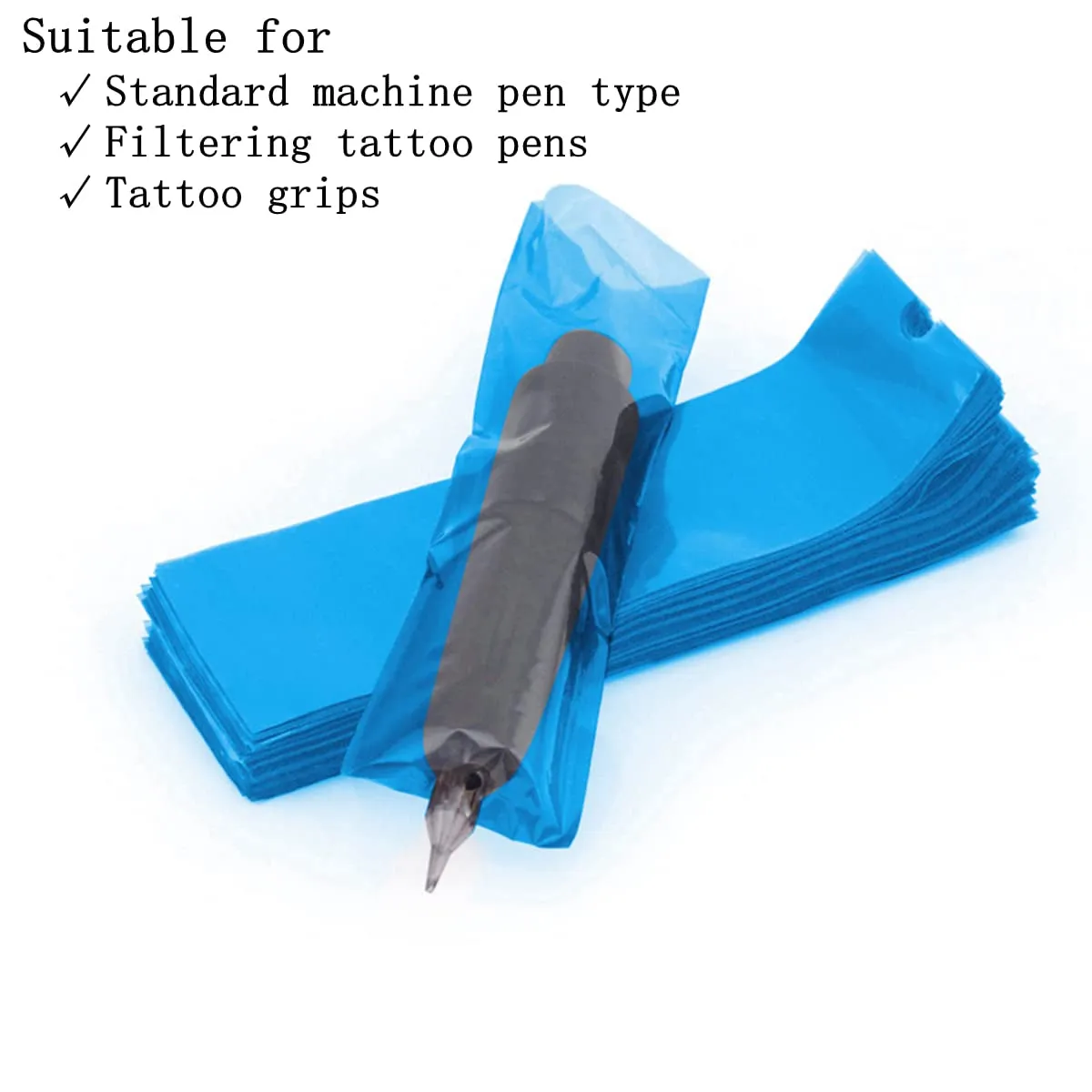 Machine Pen Covers, 200Pcs 1.8X4.7 Inch Size Disposable Machine Pen Bags Machine Pen Hand Grip Sleeves (Blue)