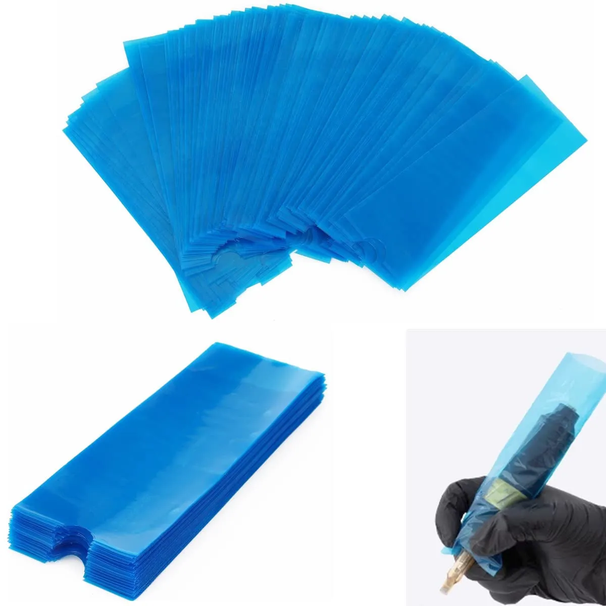 Machine Pen Covers, 200Pcs 1.8X4.7 Inch Size Disposable Machine Pen Bags Machine Pen Hand Grip Sleeves (Blue)