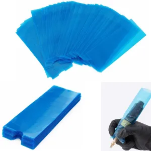 Machine Pen Covers, 200Pcs 1.8X4.7 Inch Size Disposable Machine Pen Bags Machine Pen Hand Grip Sleeves (Blue)