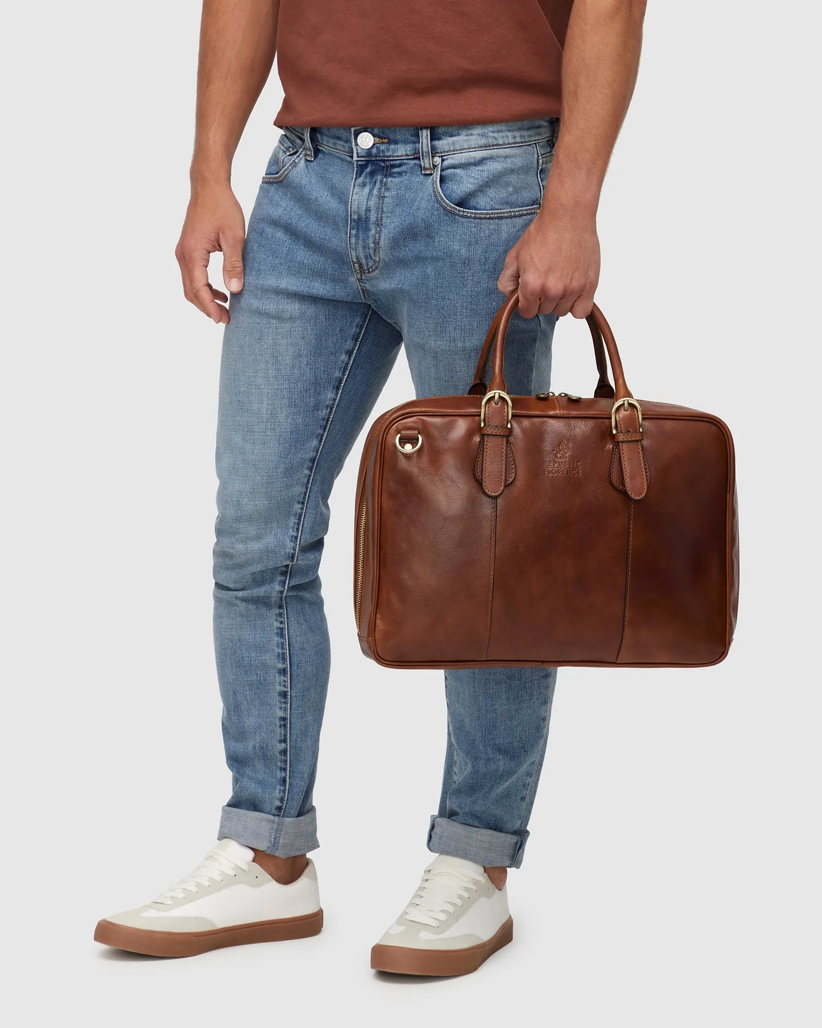 Madrid Matt Brown - 15" Laptop Premium Leather Briefcase