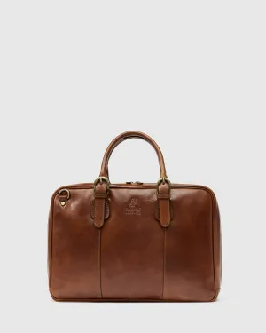Madrid Matt Brown - 15" Laptop Premium Leather Briefcase