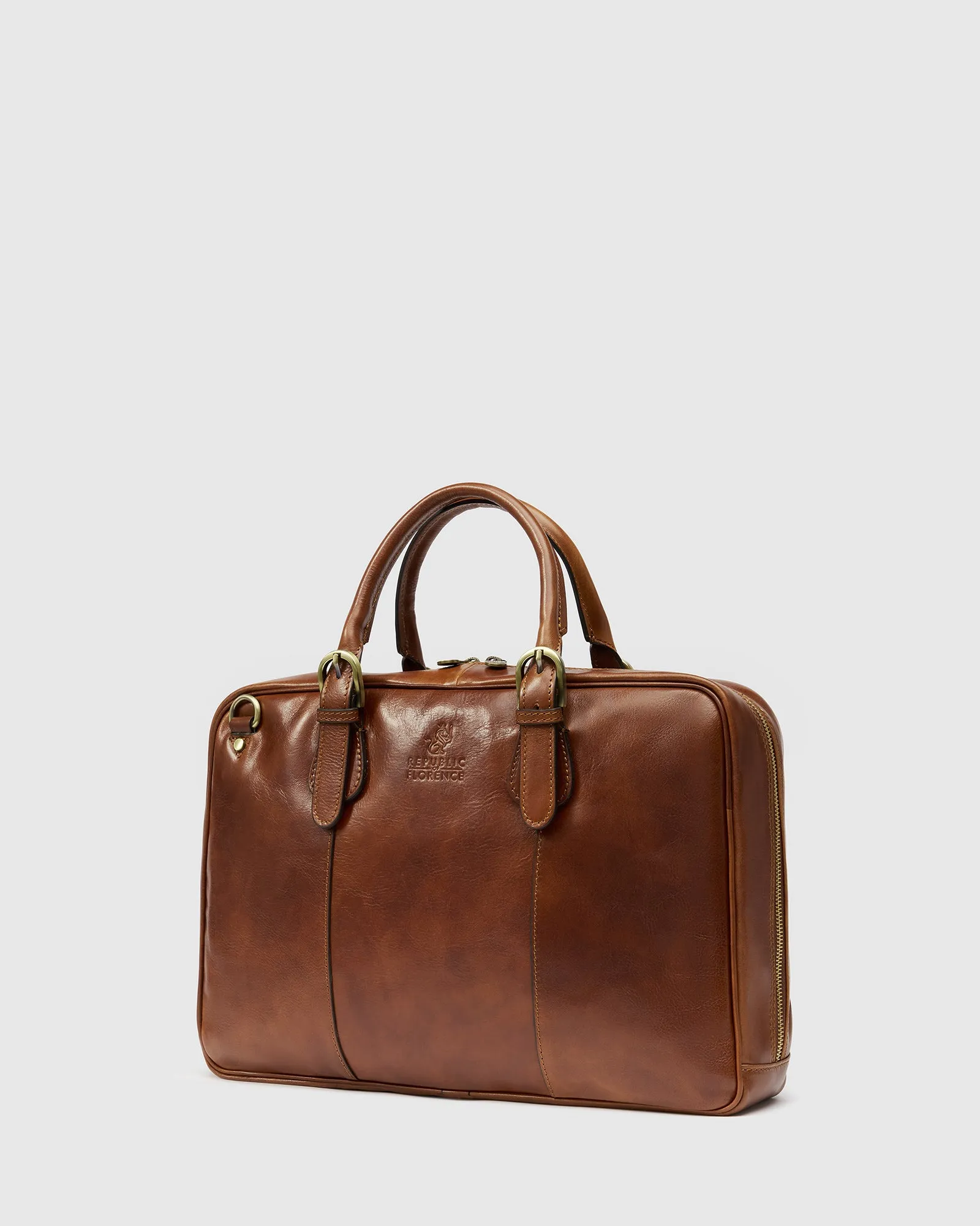 Madrid Matt Brown - 15" Laptop Premium Leather Briefcase