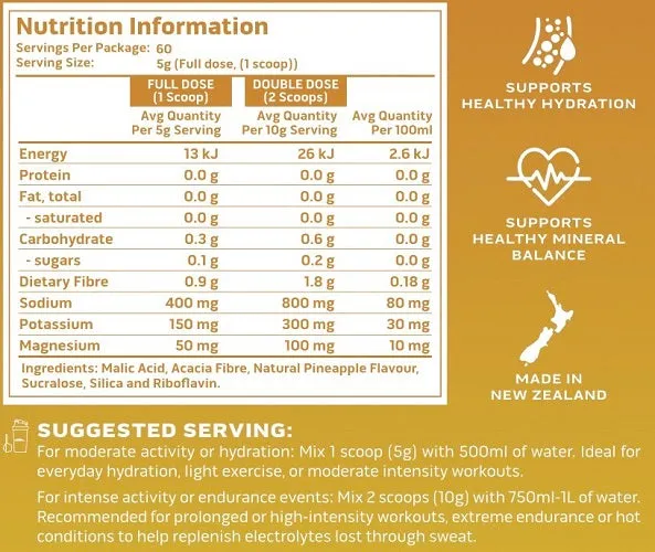 MAHI MAN INCLUSION HYDR8 ELECTROLYTE REHYDRATION 60 SERVES - PINEAPPLE