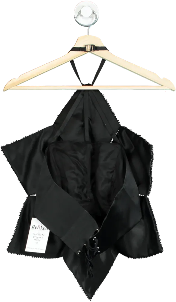 Malva Florea Black Halter Neck Star Bodysuit UK XS