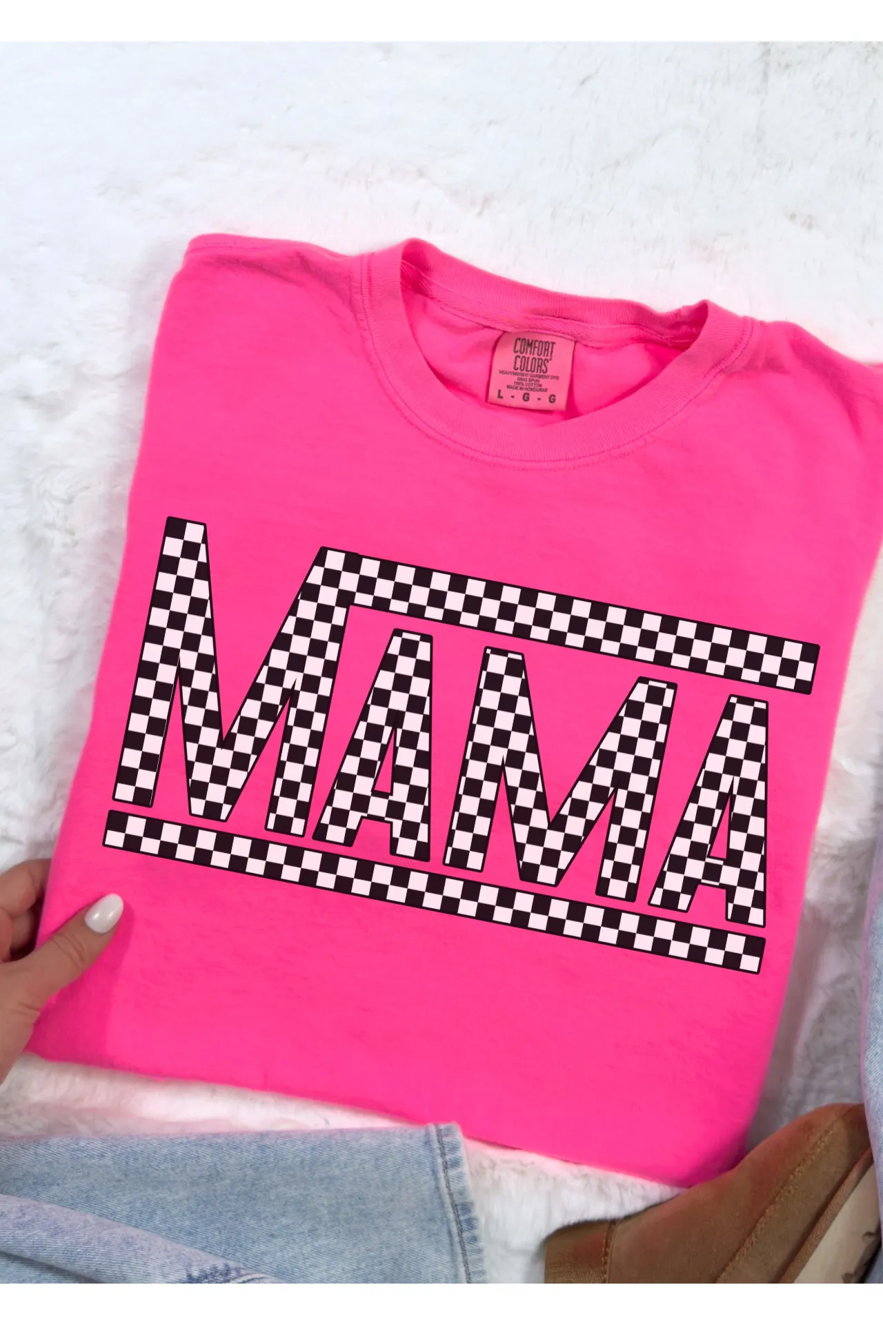 Mama Checkered Comfort Colors T-Shirt