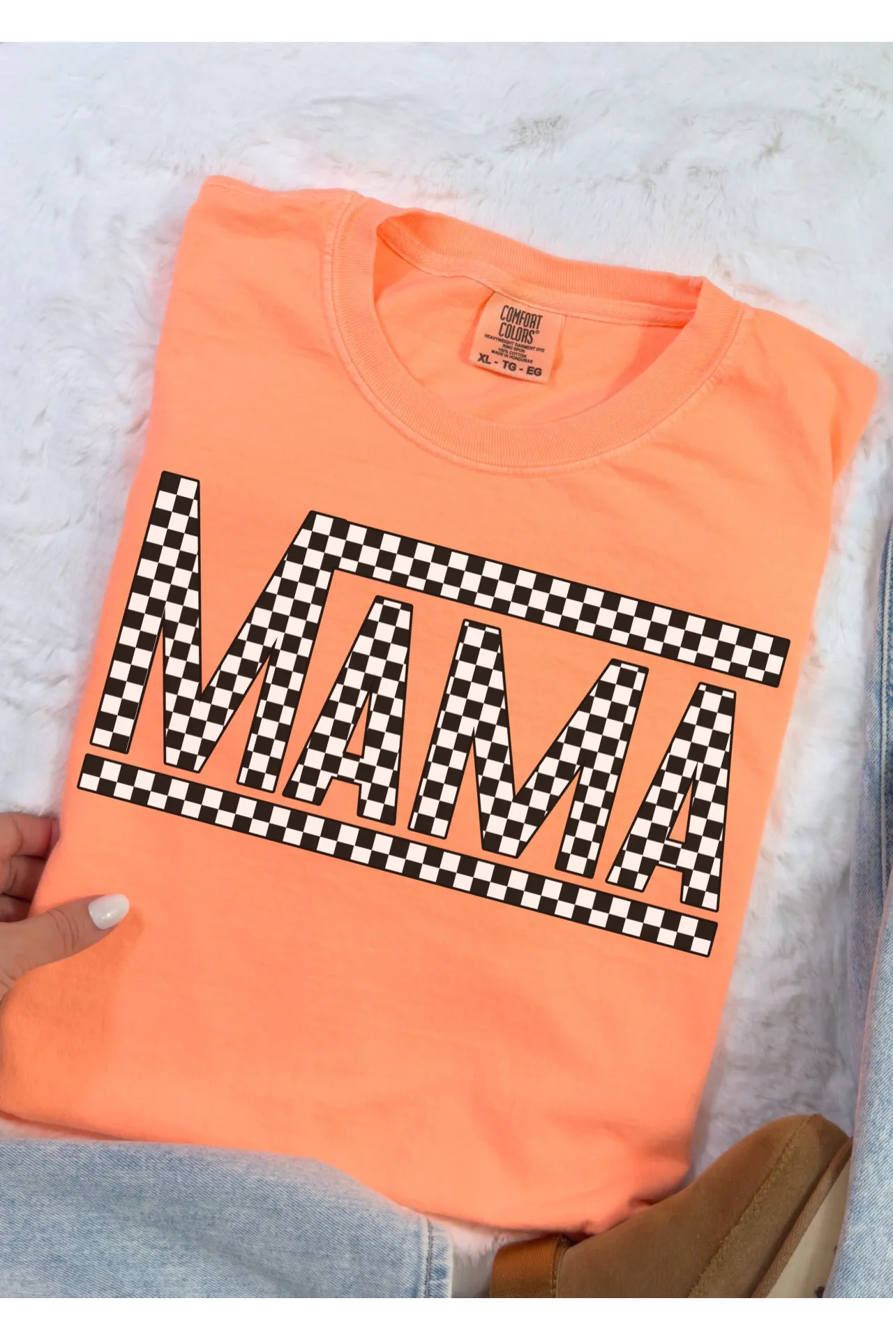 Mama Checkered Comfort Colors T-Shirt