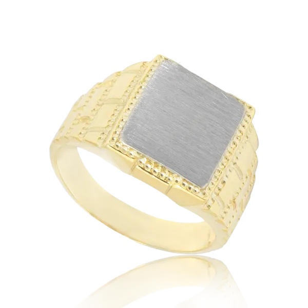Man Millgrain Contour Ring In Yellow Gold