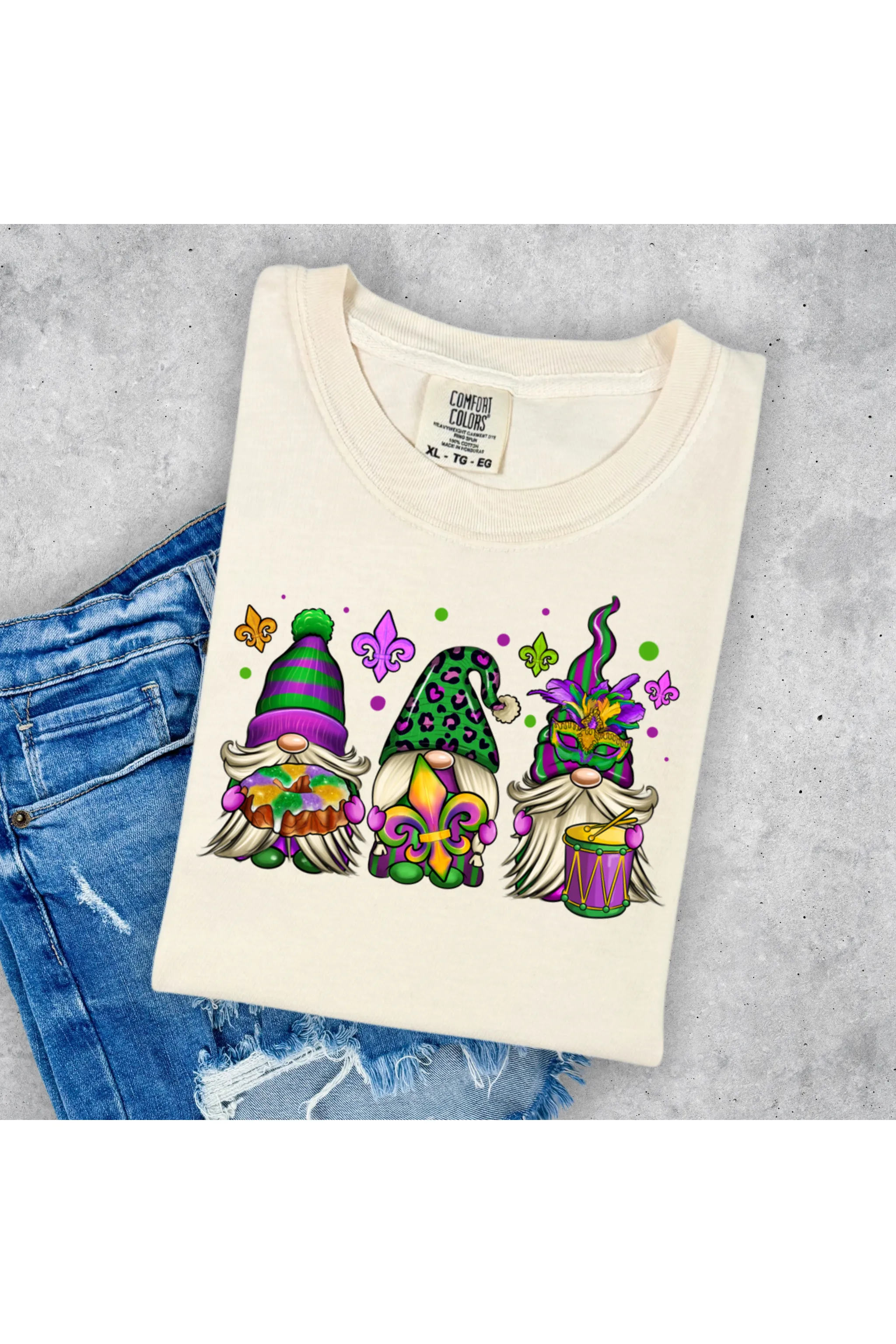 Mardi Gras Gnomes in Purple Tee