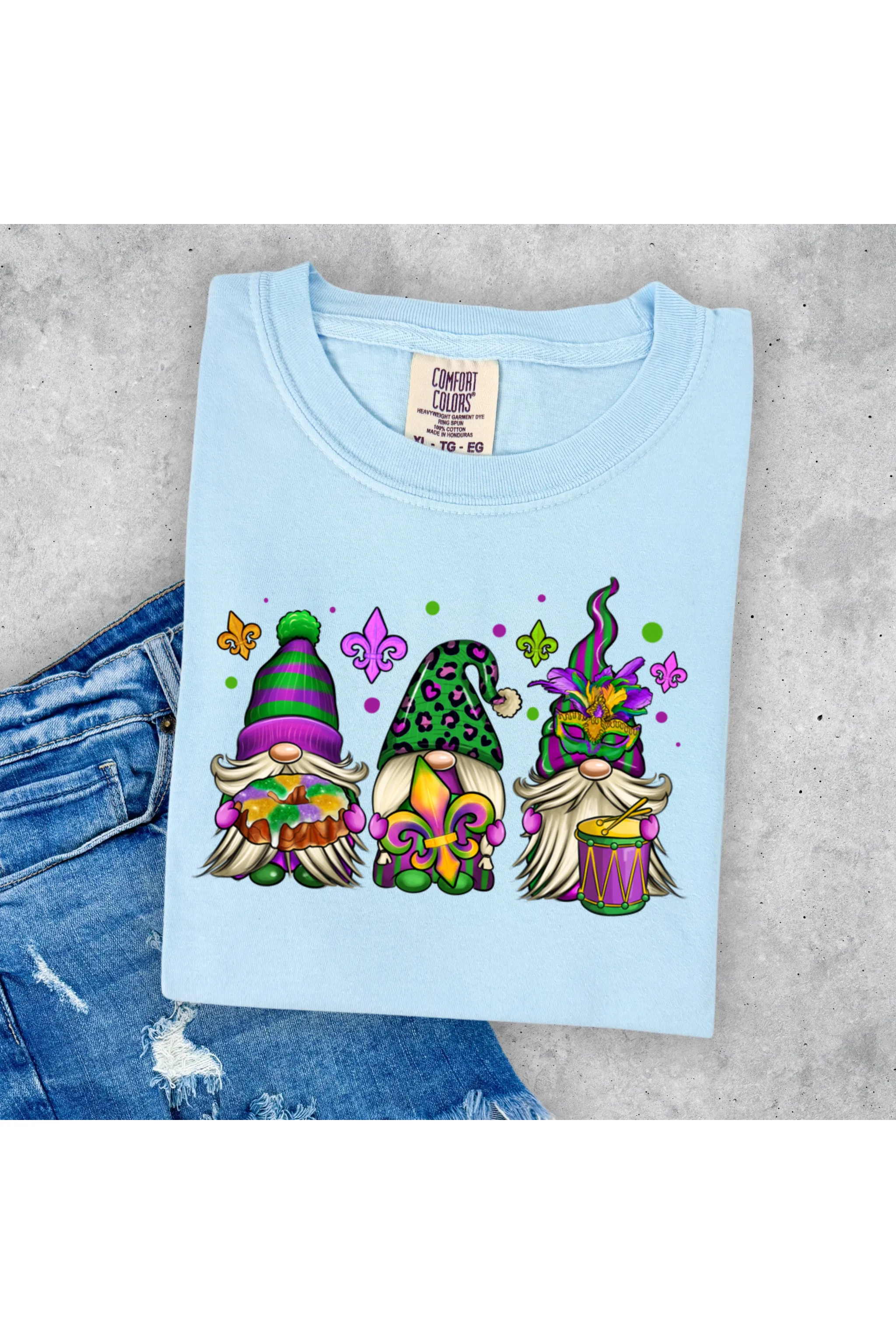 Mardi Gras Gnomes in Purple Tee