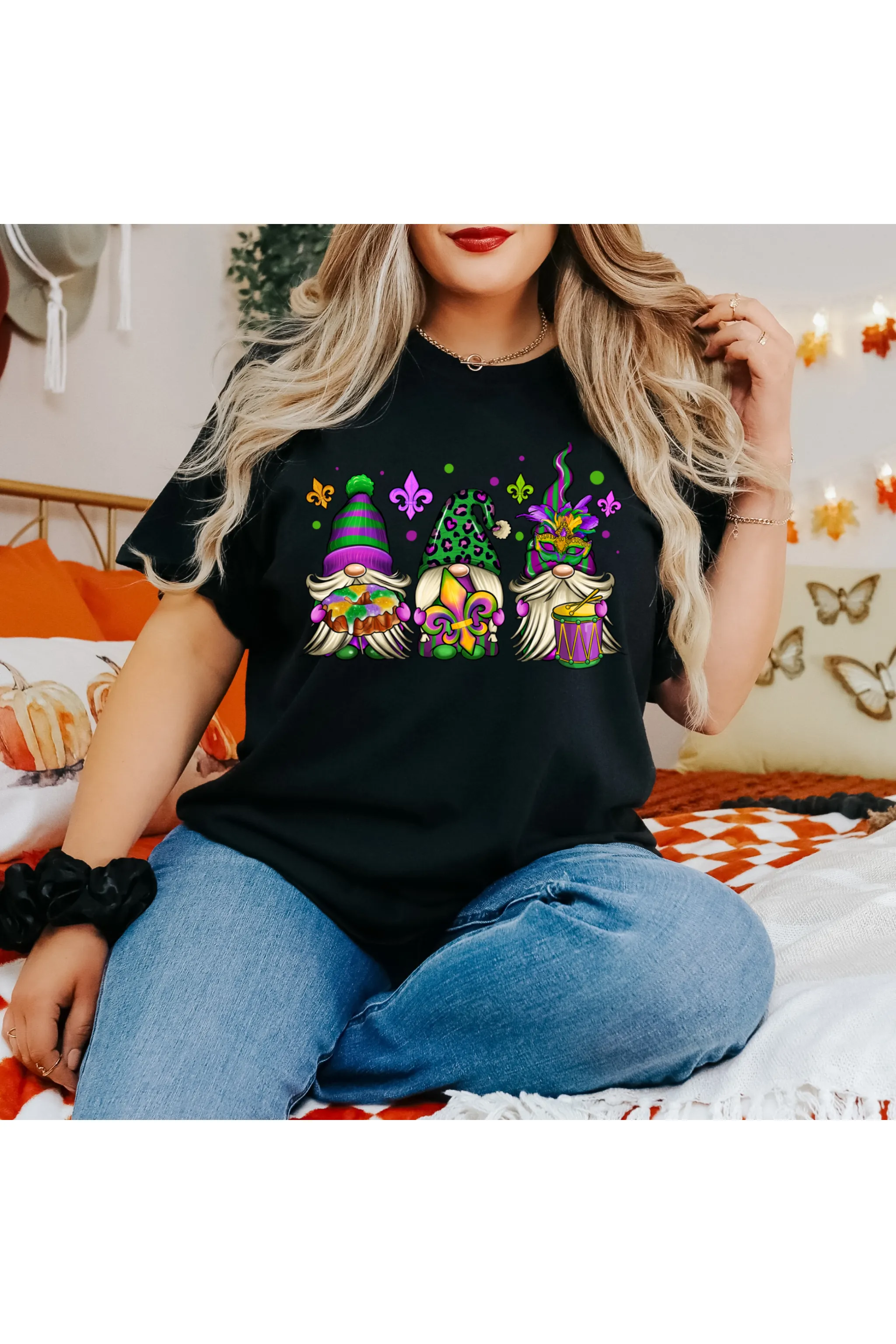 Mardi Gras Gnomes in Purple Tee
