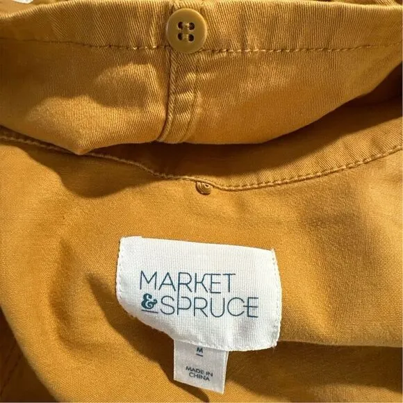 Market &amp; Spruce Golden Tan Cargo Utility Jacket Detachable Hood Lightweight