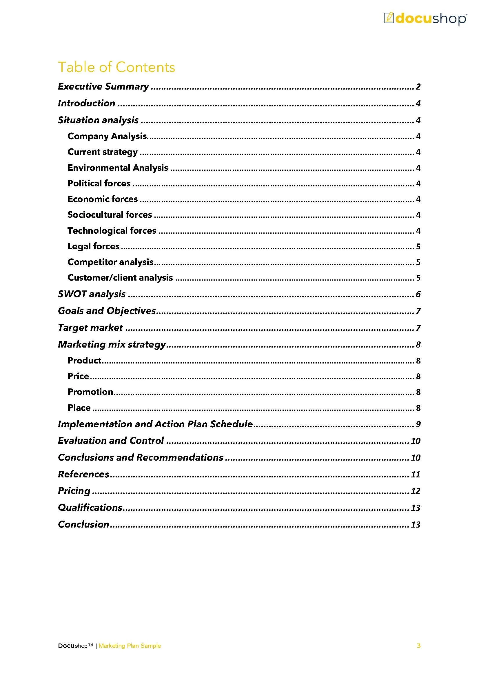 Marketing Plan Template