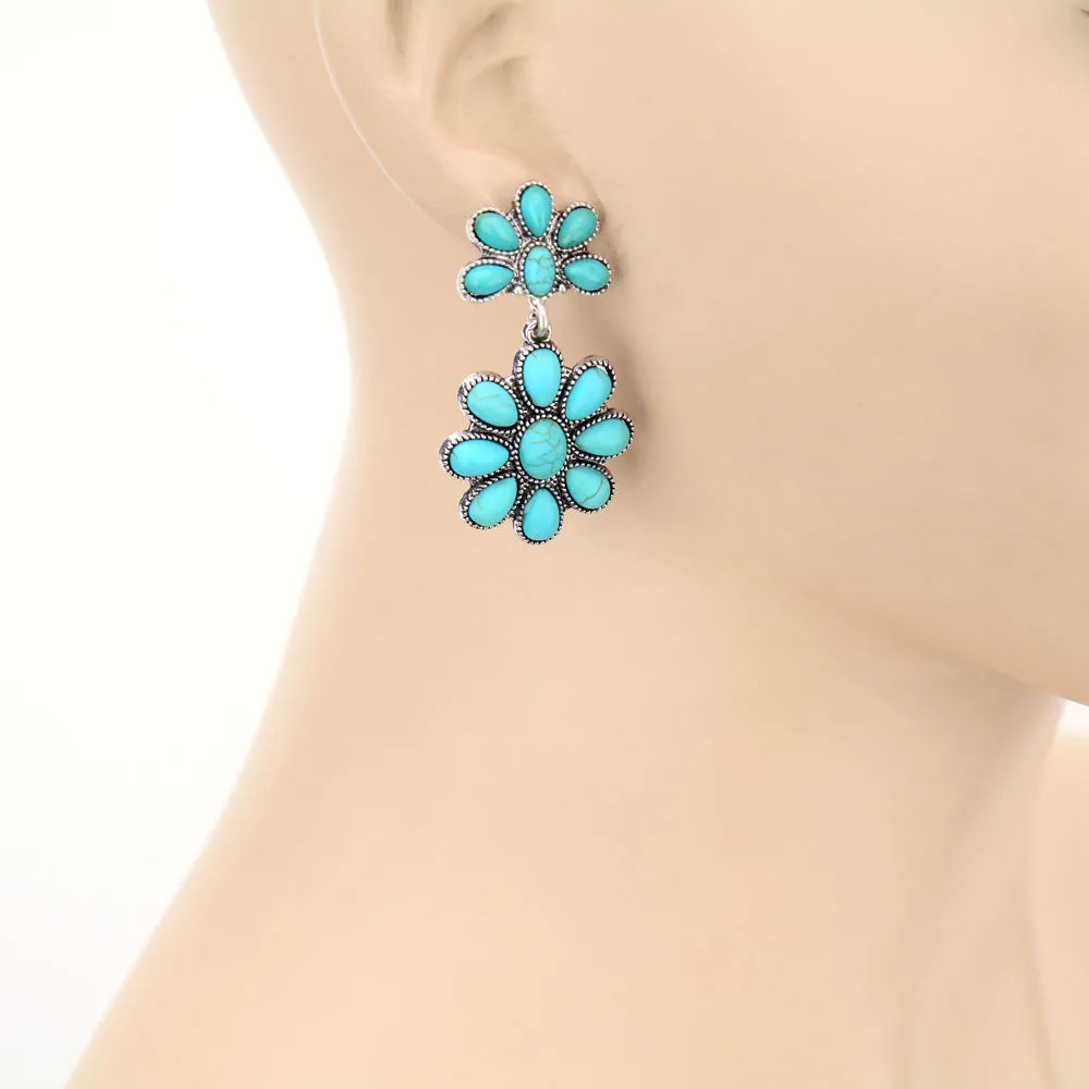 McKelty Fashion Double Cluster Post Earrings - Fuchsia