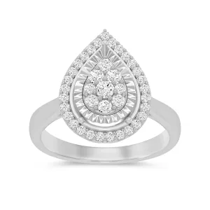 Meera Pear Halo Ring with 1/2ct of Laboratory Grown Diamonds in 9ct White Gold