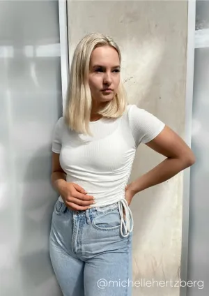 Melanie Ribbed Crop Top - White