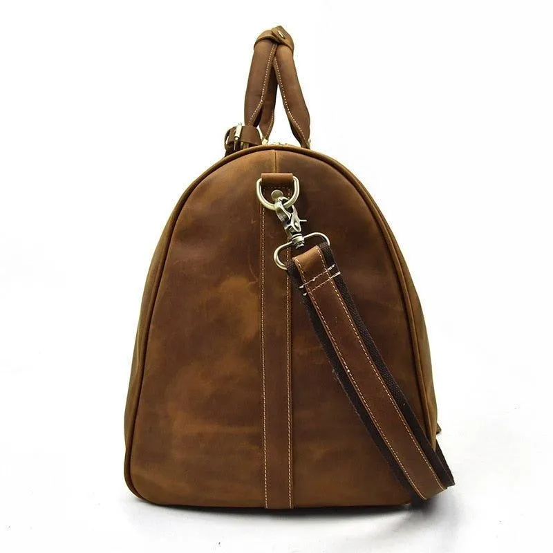 Men's Leather Duffel Bag 22 inch with Shoe Pocket