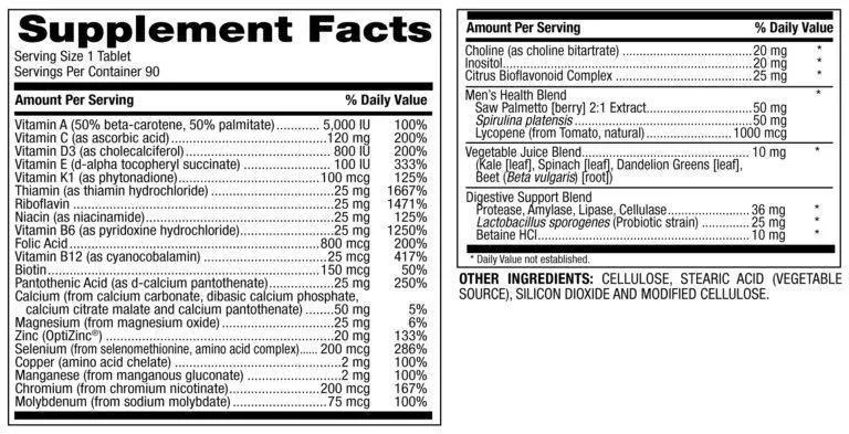 Men's Once Daily Veg Tabs 90 Count