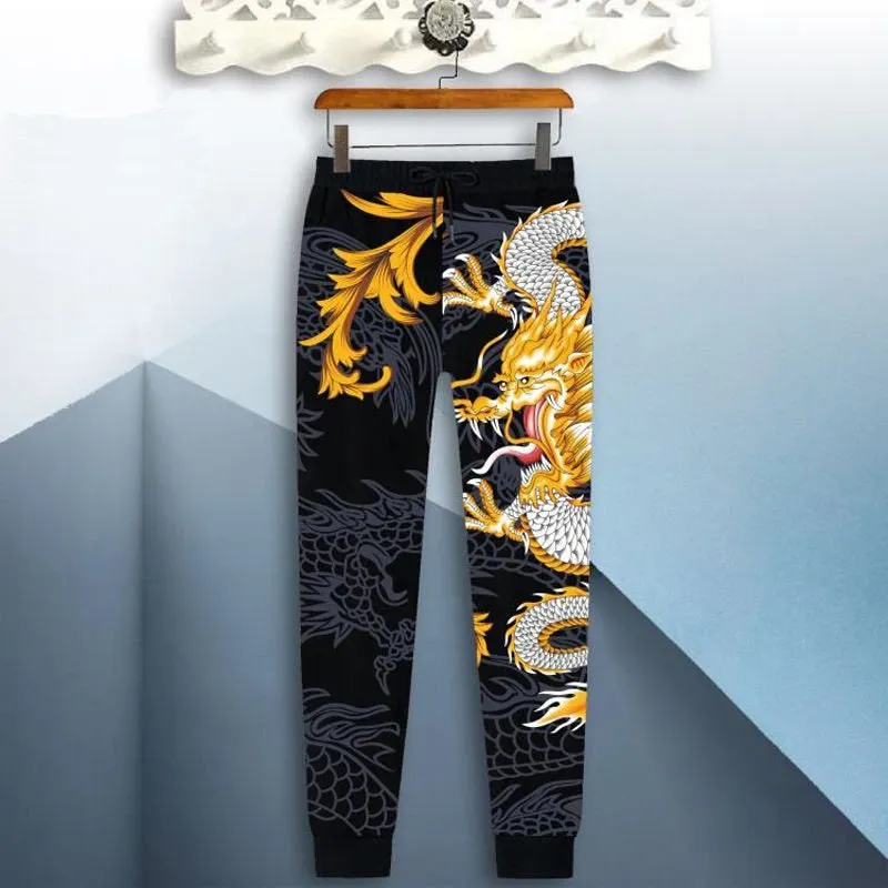 Mens sportswear suit 3d tiger long sleeved casual slim t-shirt