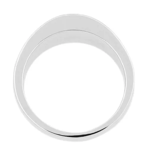 Mid Century Modern Carved Olive Leaves Mens Tapered Ring in White Gold - 6.8mm Wide