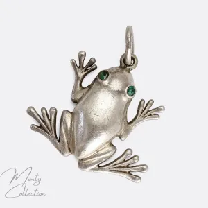 Mid-Century Silver Frog Pendant