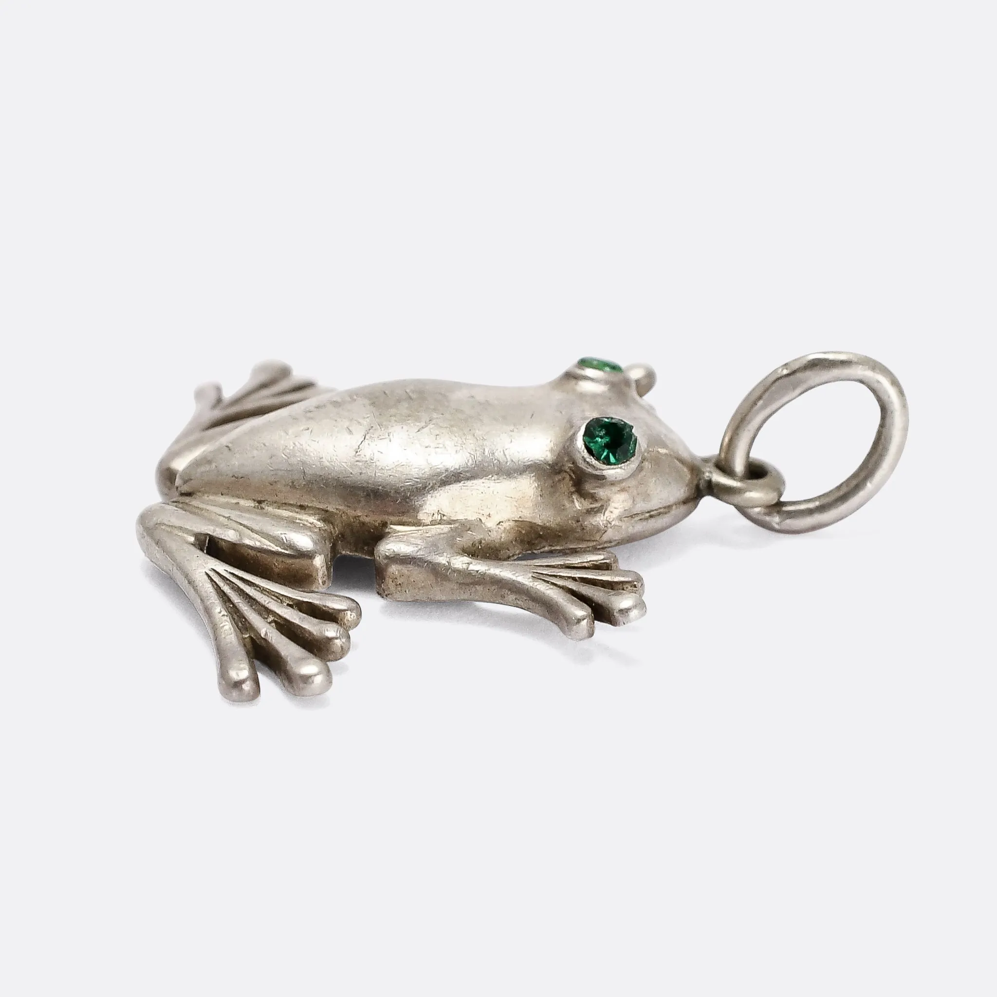 Mid-Century Silver Frog Pendant