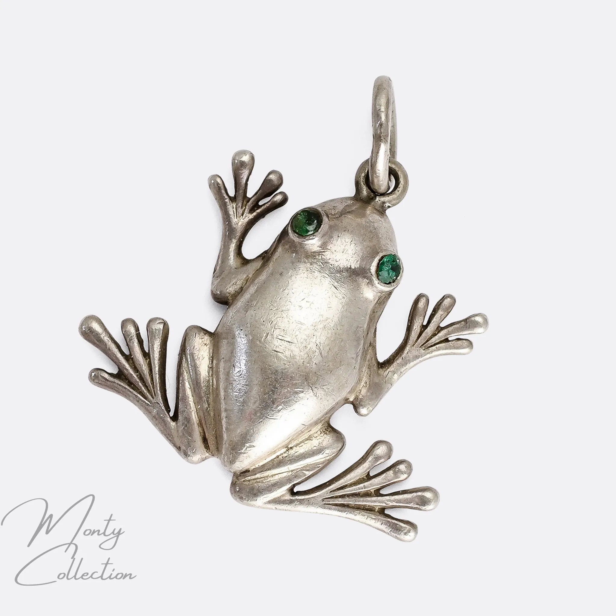 Mid-Century Silver Frog Pendant