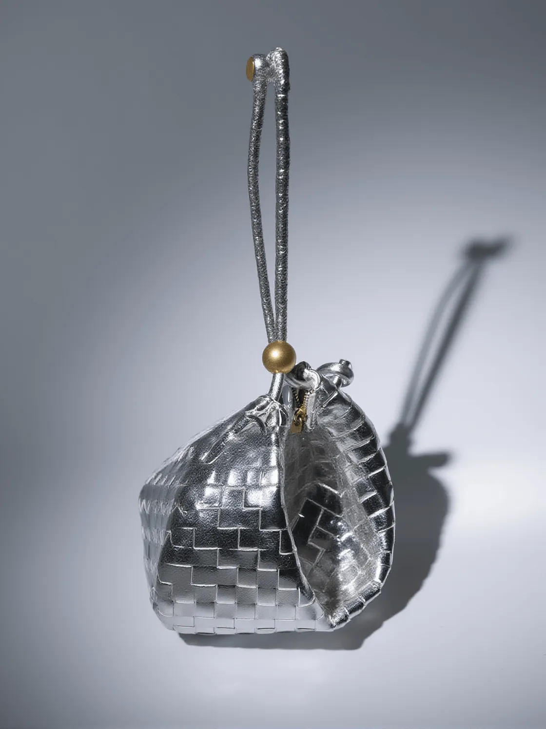 Midge Woven Drawstring Bag In Silver