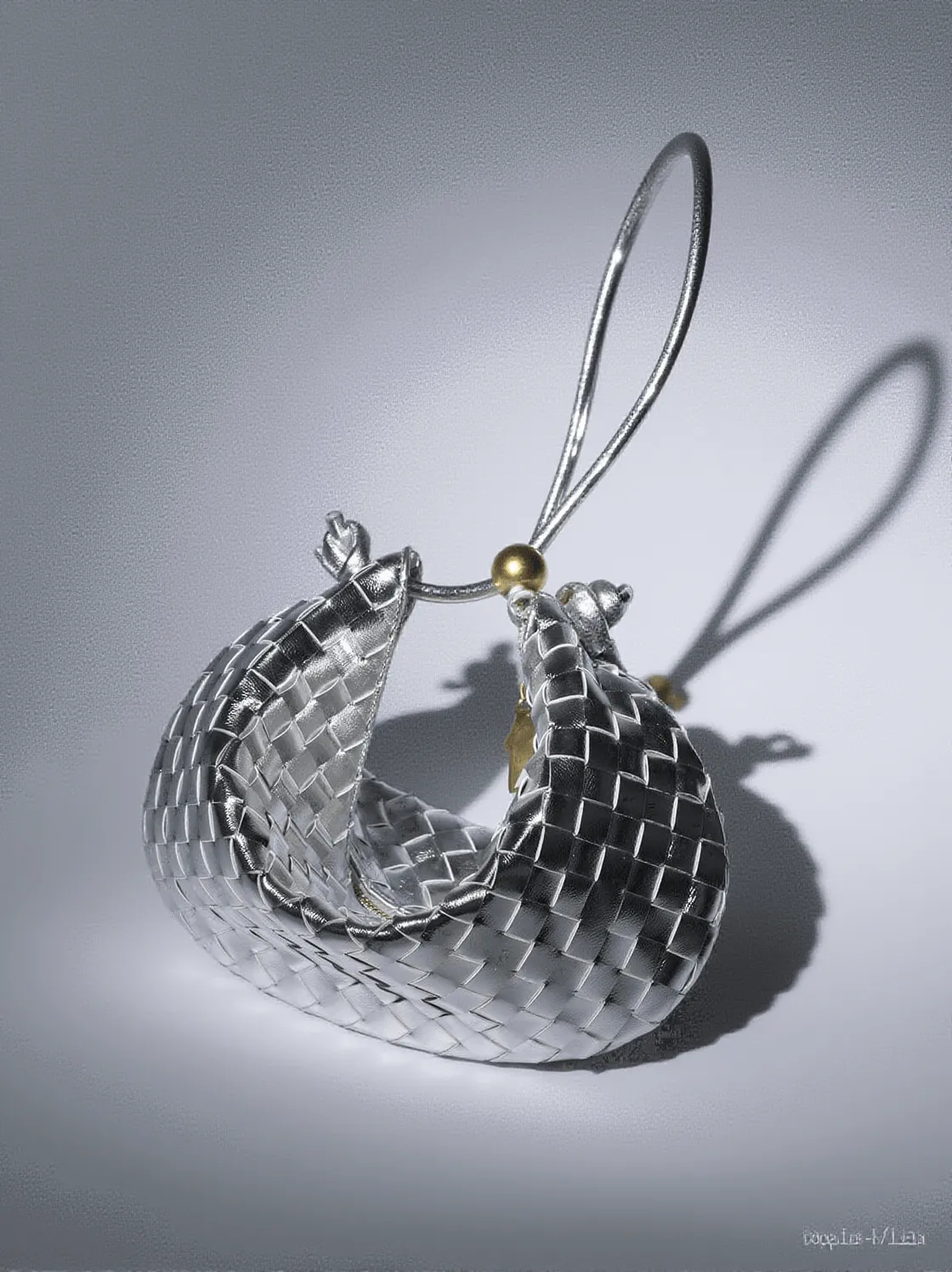 Midge Woven Drawstring Bag In Silver