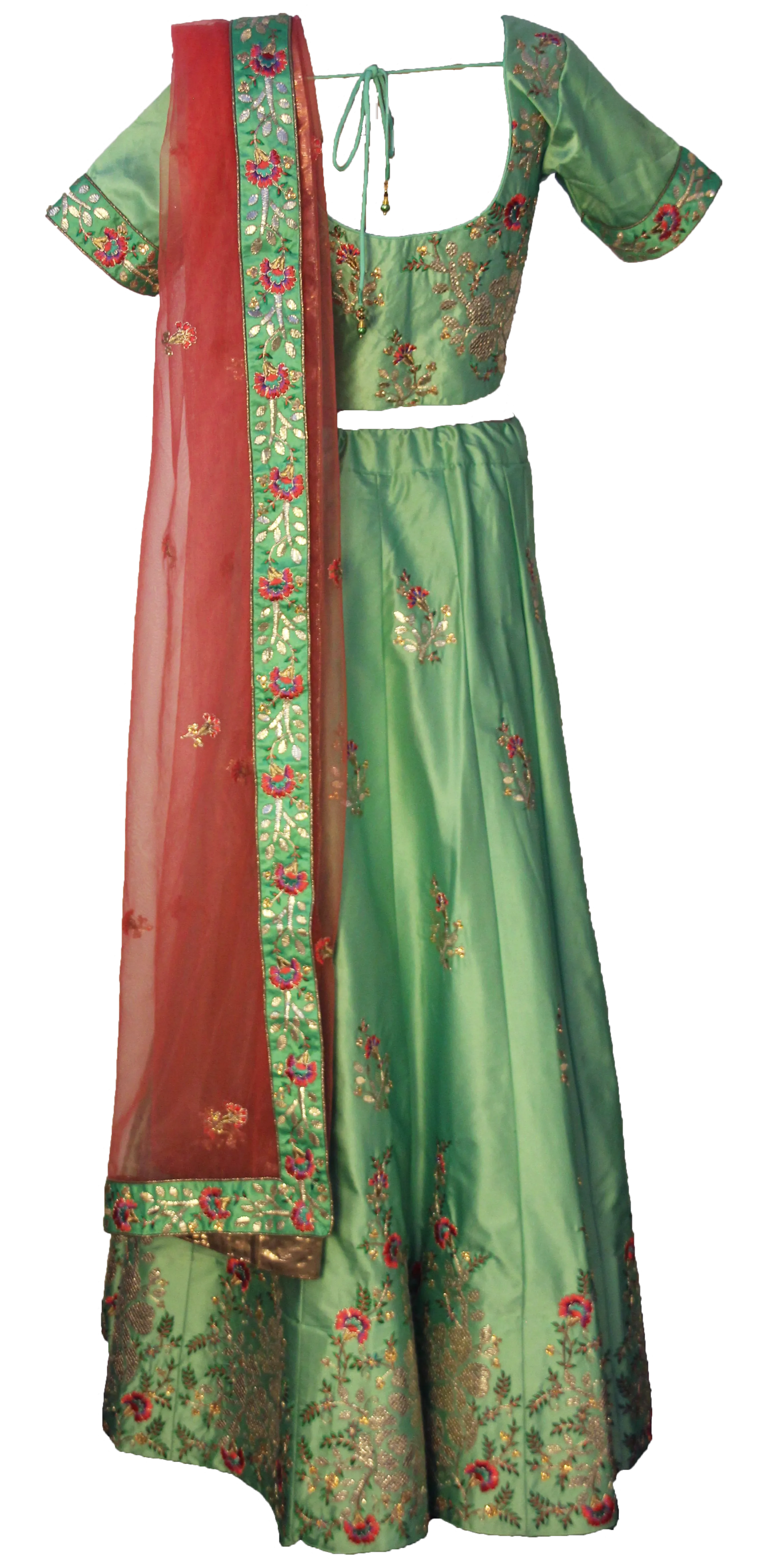 Mint Floral & Gold Embroidered Lehenga: Sample Sale