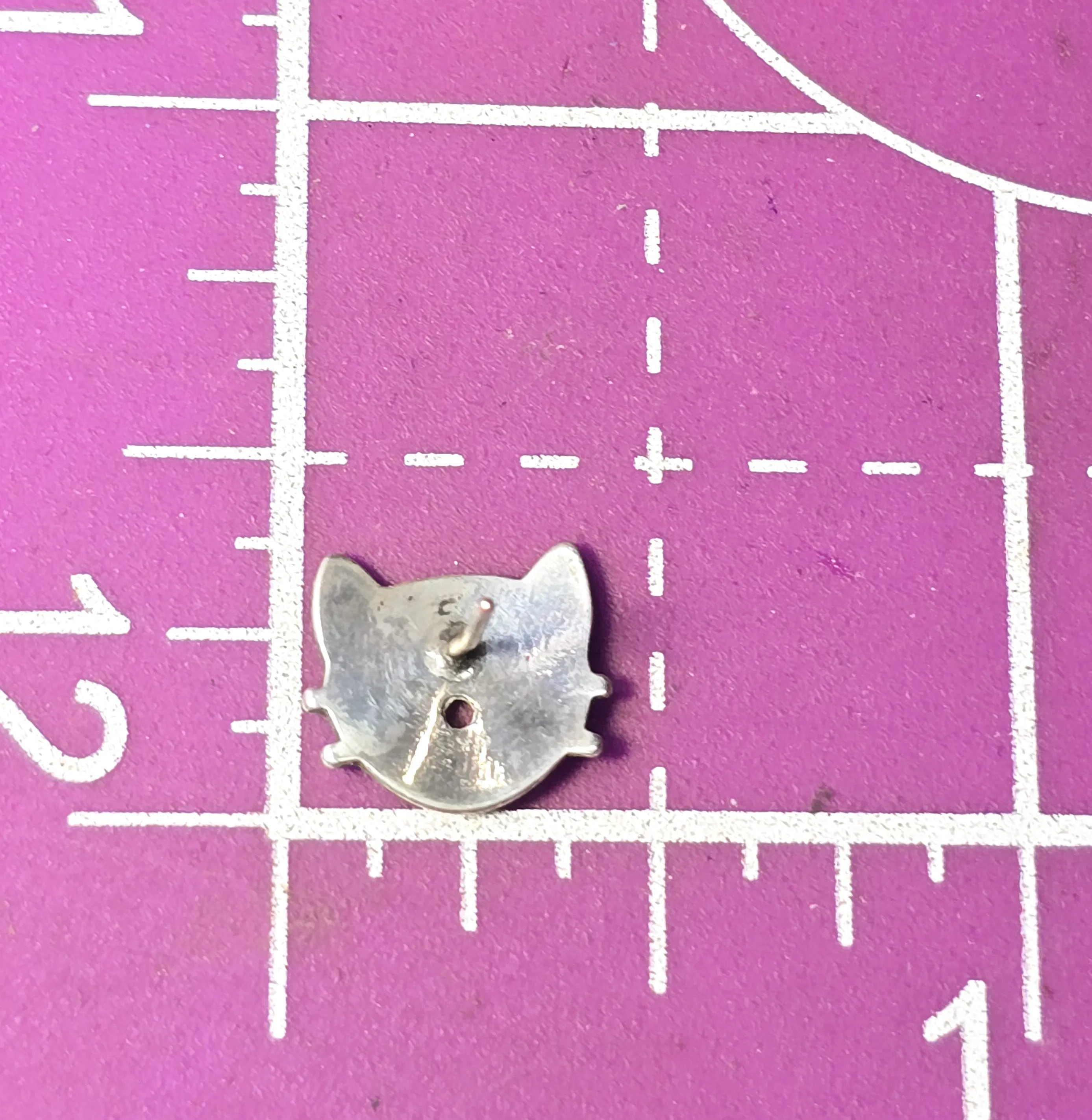 Modernist Cat head abstract kitty vintage sterling silver post stud earrings