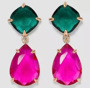 Modesta Emerald/Fuchsia Earrings