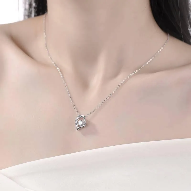 Moissanite Diamond Heart Pendant Necklace