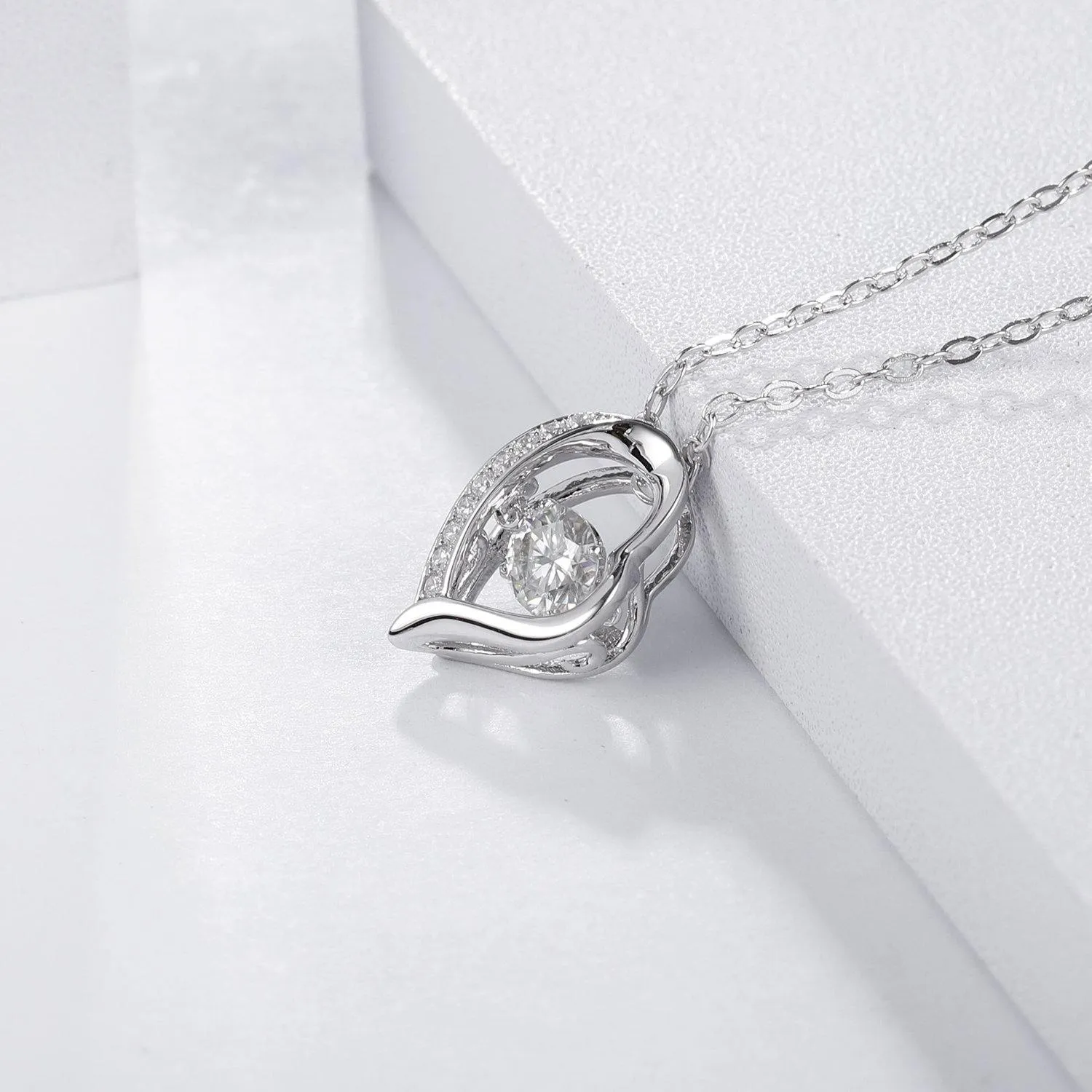 Moissanite Diamond Heart Pendant Necklace