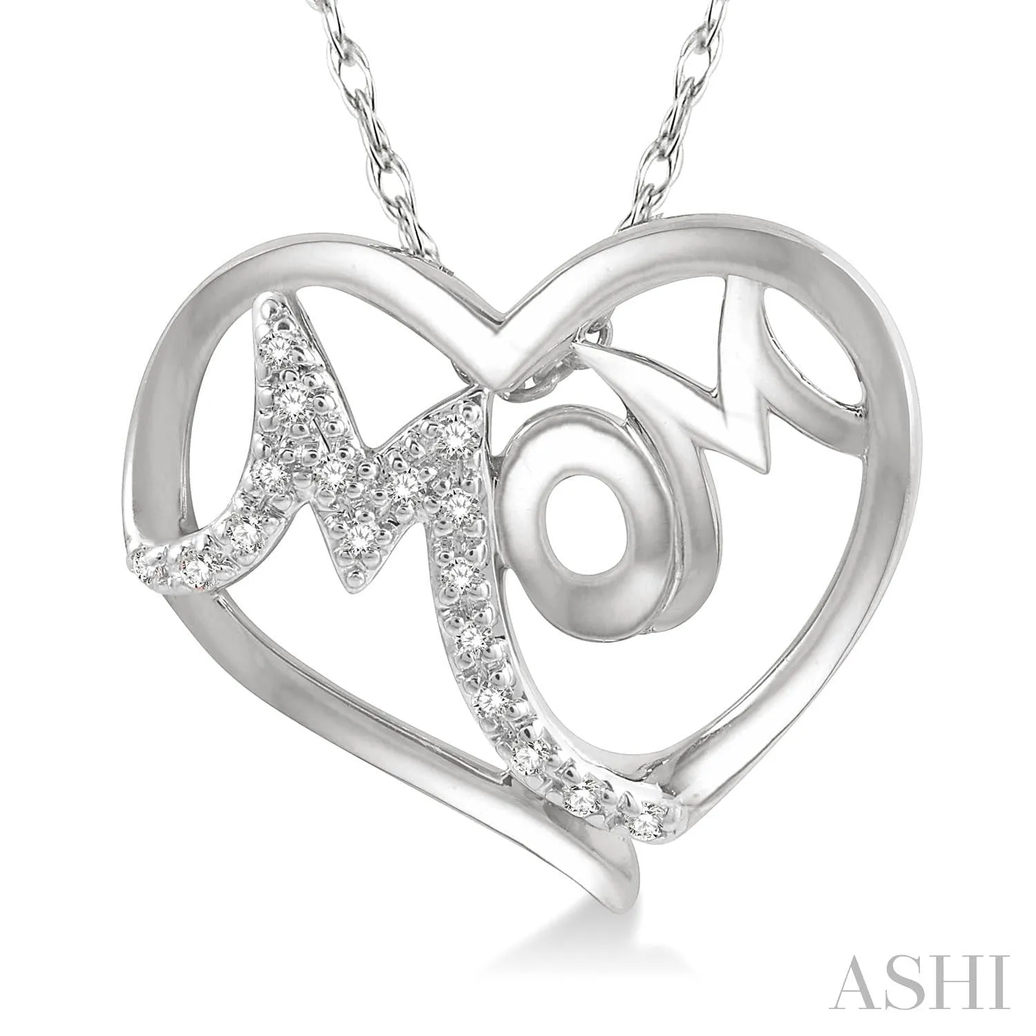 Mom Heart Shape Diamond Fashion Pendant