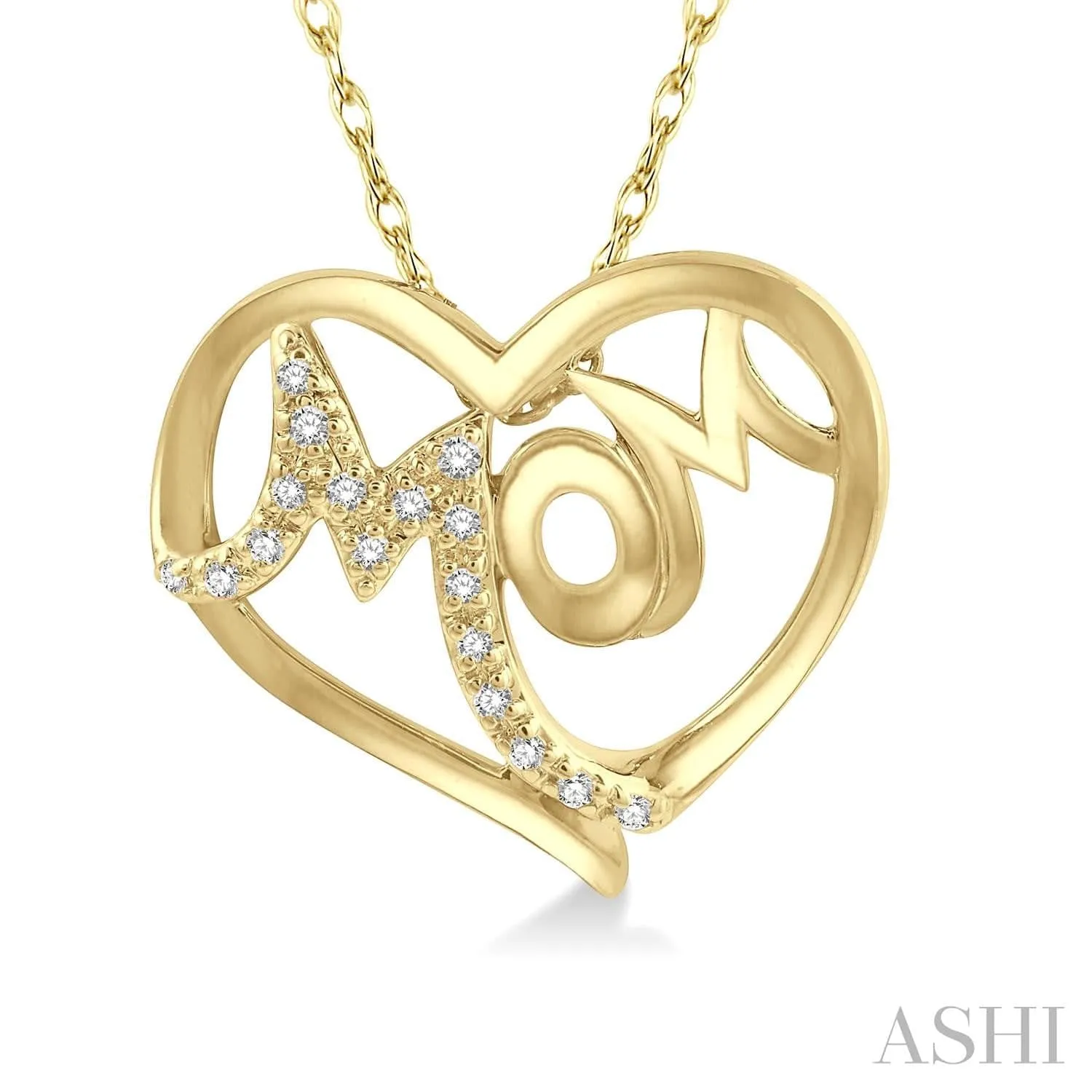 Mom Heart Shape Diamond Fashion Pendant