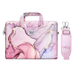 MOSISO Laptop Shoulder Bag Compatible with MacBook Pro 16 inch 2021 M1 Pro/Max A2485/2019-2020 A2141/Pro 15 A1398 & 15-15.6 inch Notebook,Polyester Briefcase Sleeve with Trolley Belt Marble MO-MBH216