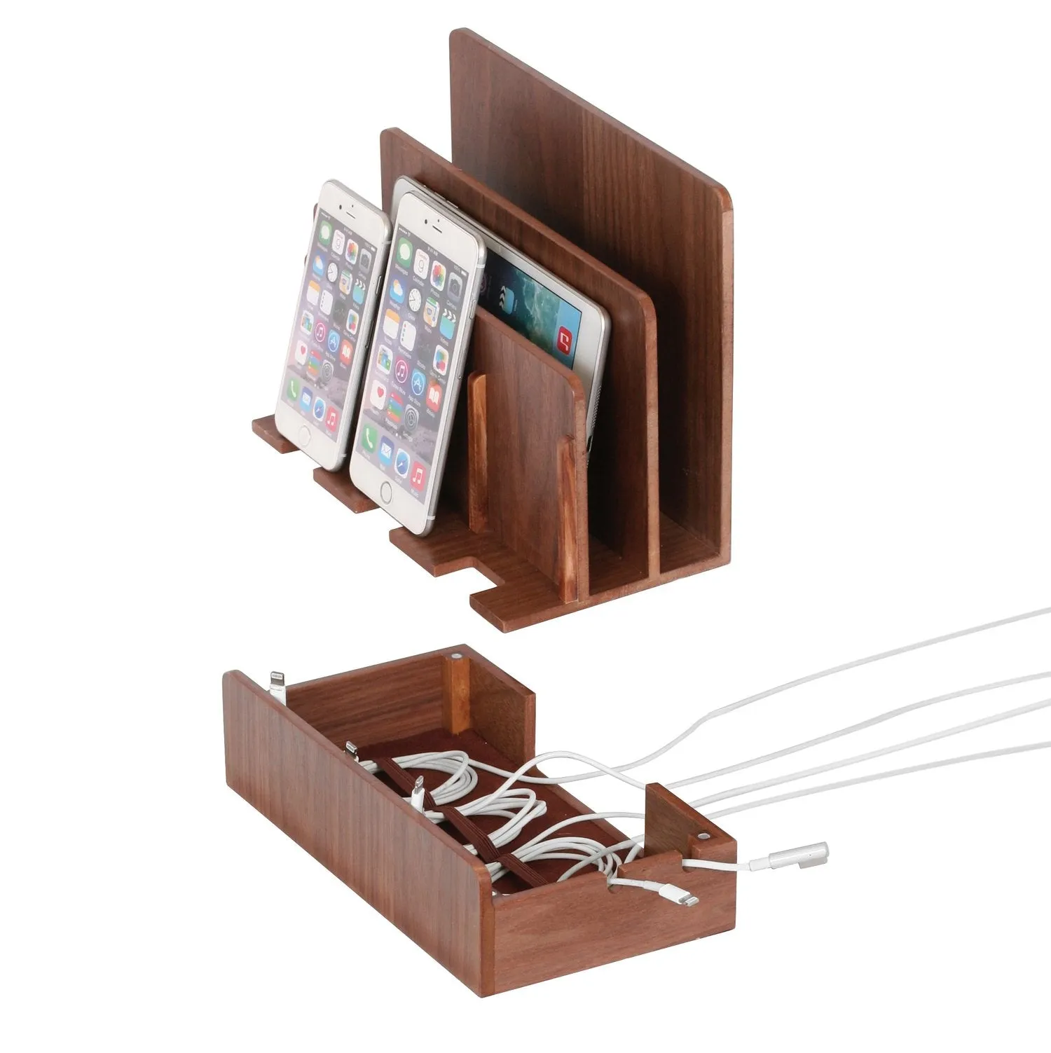 Multi-Device Charging Station Walnut