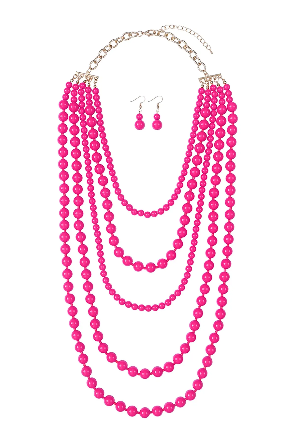 MULTILAYERED BEADS NECKLACE AND EARRINGS SET