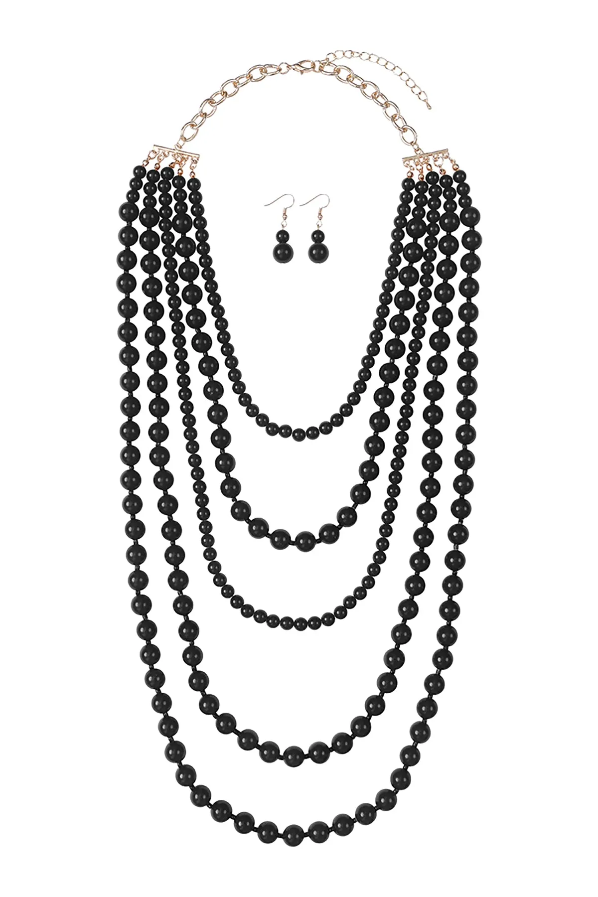 MULTILAYERED BEADS NECKLACE AND EARRINGS SET