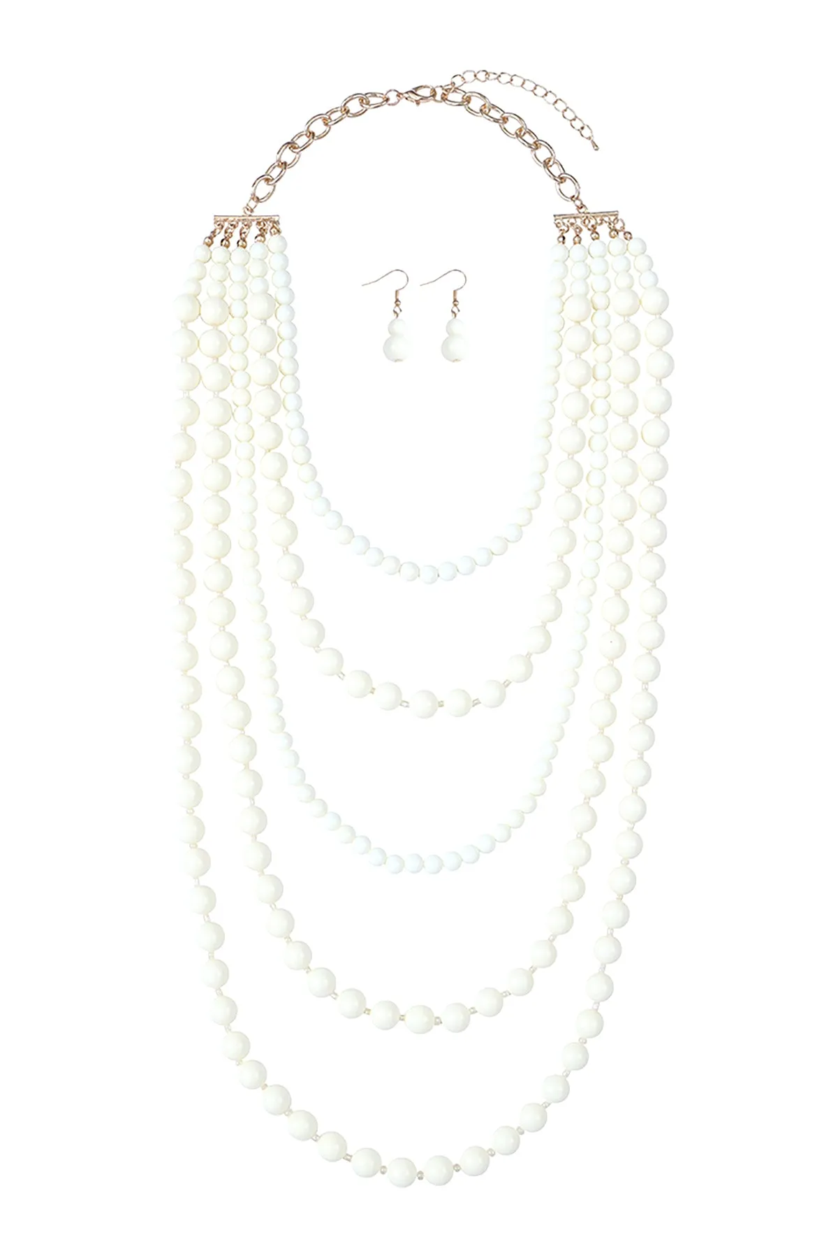 MULTILAYERED BEADS NECKLACE AND EARRINGS SET