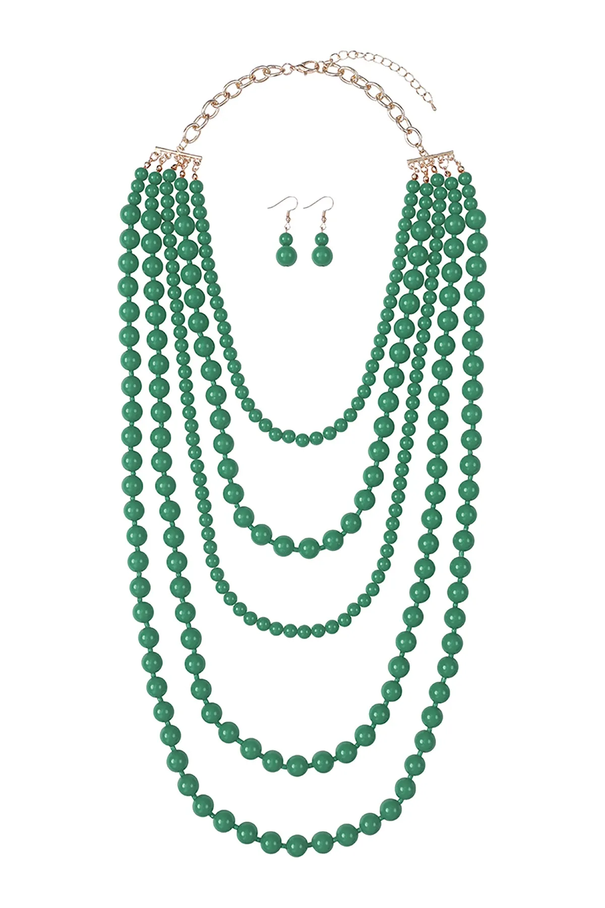 MULTILAYERED BEADS NECKLACE AND EARRINGS SET